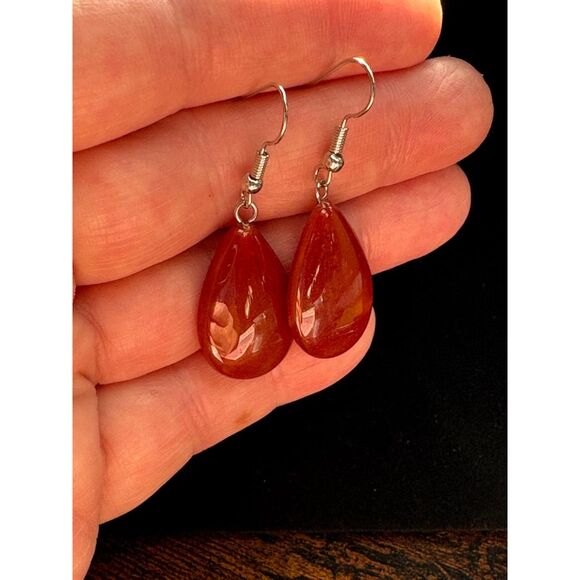 Carnelian Crystal Teardrop Earrings NWT - Picture 1 of 9